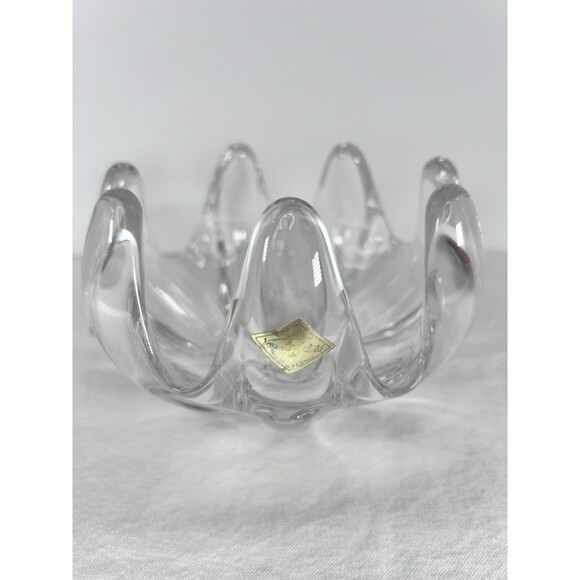 Glass Candy Dish VANNES le CHATEL Vintage clear Crystal France Fingers Bowl - Picture 1 of 8